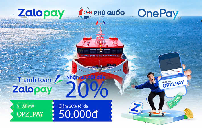 Phú Quốc Express: Ưu đãi đặt vé giảm 50.000đ khi thanh toán qua ZaloPay